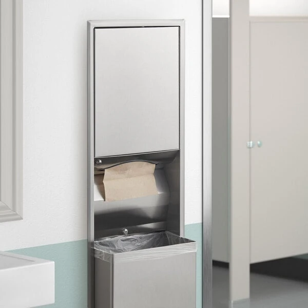 Bobrick B-3944 ClassicSeries Recessed Convertible Rectangular Paper Towel Dispenser / Trash Can