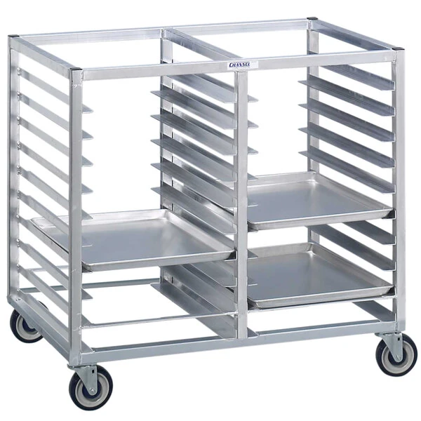 Channel 460A3 20 Tray Bottom Load Double Aluminum Cafeteria Tray Rack - Assembled