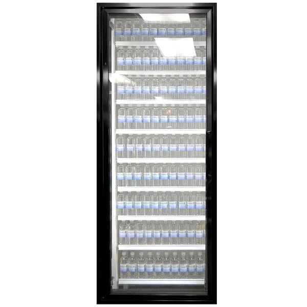 Styleline CL2672-HH 20//20 Plus 26" x 72" Walk-In Cooler Merchandiser Door with Shelving - Satin Black, Left Hinge
