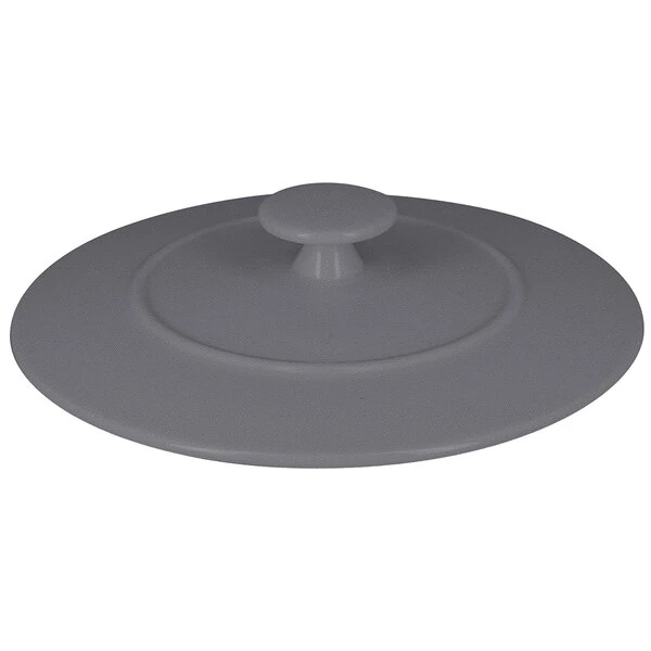 RAK Porcelain Chef's Fusion 6 3/8" x 1 1/8" Stone Gray Porcelain Cocotte Lid - 6/Case