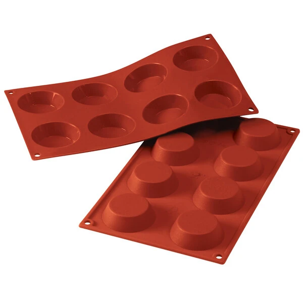 Silikomart SF015 SiliconFLEX 8 Compartment Tartelettes Silicone Baking Mold - 2 3/8 inch x 2 3/8 inch x 11/16 inch Cavities