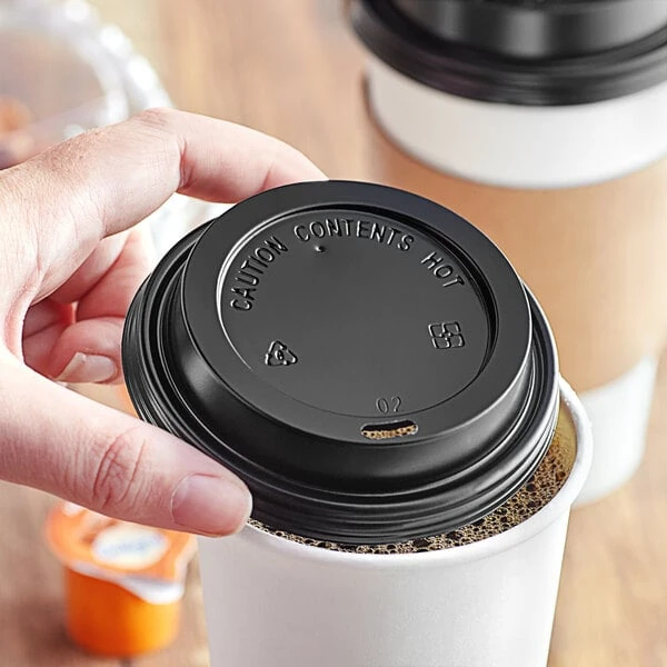 Choice Black Hot Paper Cup Travel Lid for 10-24 oz. Standard Cups and 8 oz. Squat Cups - 1,000/Case