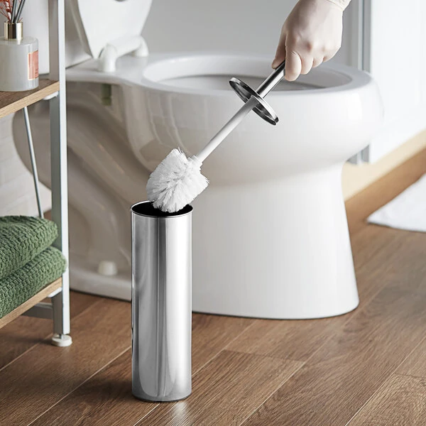 Lavex 13 1/2" Toilet Bowl Brush with Stainless Steel Caddy