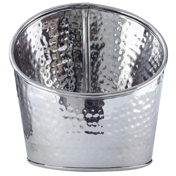 American Metalcraft HMSR8 Hammered Stainless Steel Angled Beverage Tub - 8" x 9 1/2"
