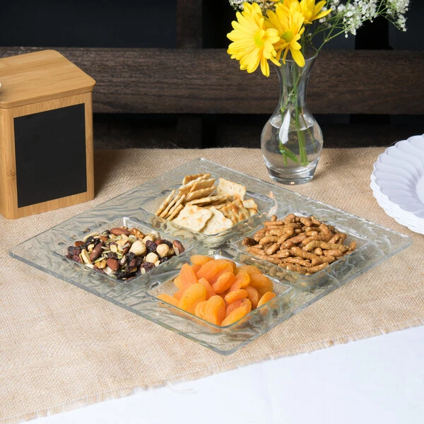 Clipper Mill by G.E.T. PL-01 11 1/2" Clear Plastic 4-Compartment Tray