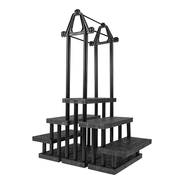 SPC Retail SM367205P Benchmaster 36" x 63" x 90" Black Plastic Five Step Pyramid Display with Plant Hanger