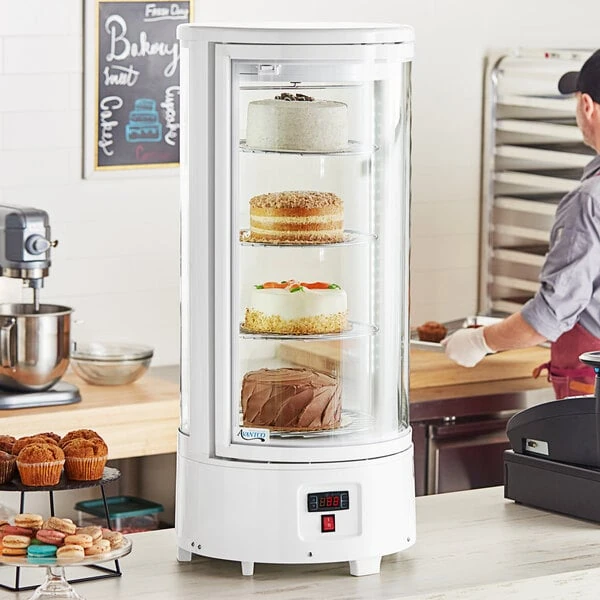 Avantco CRR-2-HCW White Countertop Rotating Refrigerated Cake Display