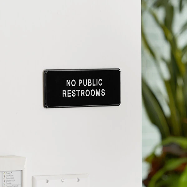 Lavex No Public Restrooms Sign - Black and White, 9" x 3"