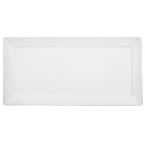 CAC F-RP12 Paris French 12" x 6" Bone White Rectangular Porcelain Platter - 24/Case