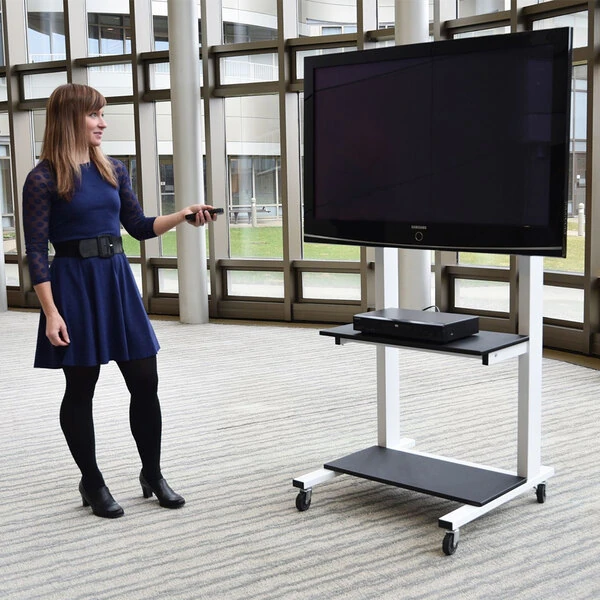 Luxor CLCD Crank Adjustable Height TV Cart with 2 Shelves for 32" to 80" LCD Screens