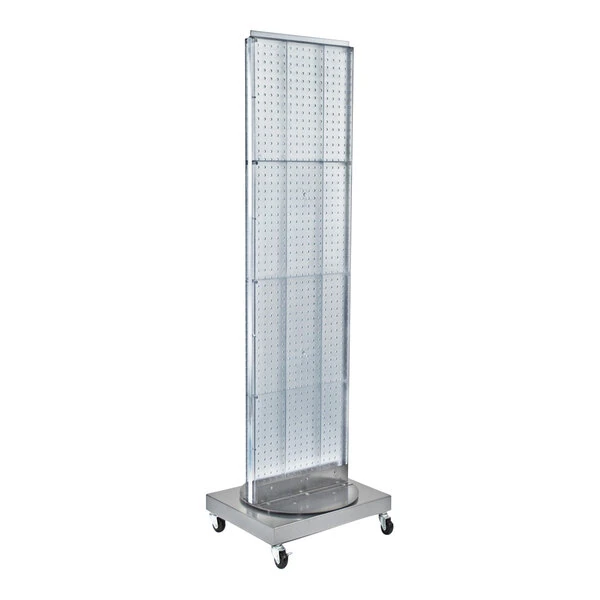 Azar Displays 20" x 16" x 66 13/16" Clear High-Impact Styrene 2-Sided Pegboard Mobile Spinner Floor Display 700253-CLR