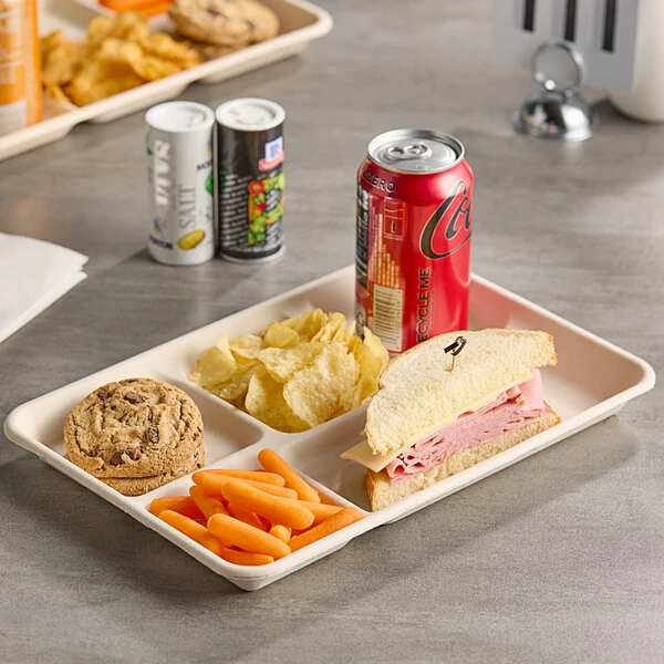 Tellus Products 12 1/2" x 8 1/2" Compostable Fiber 5-Compartment Tray - 400/Case