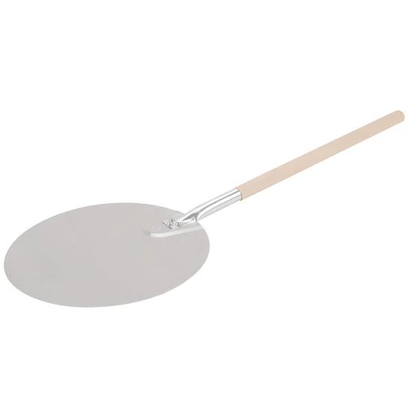 American Metalcraft 13 1/2" Aluminum Round Pizza Peel with 21 1/2" Wood Handle 17135