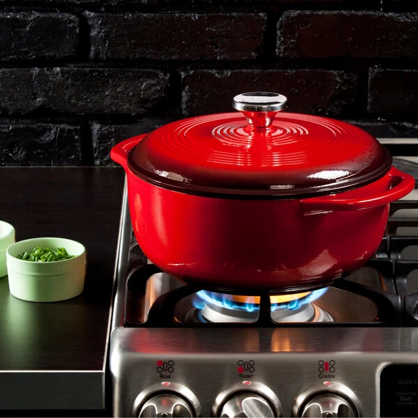 Lodge EC4D43 4.5 Qt. Island Spice Red Enameled Cast Iron Dutch Oven