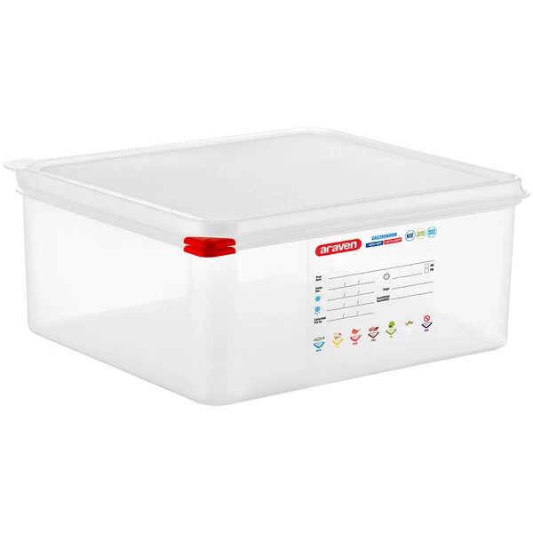 Araven 2/3 Size 6" Deep Translucent Polypropylene Food Pan with Airtight Lid 00470