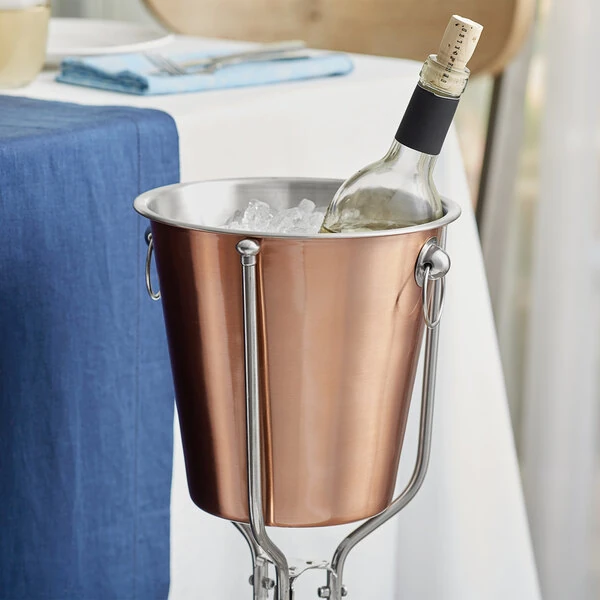 Acopa 4 Qt. Smooth Copper-Plated Stainless Steel Wine / Champagne Bucket