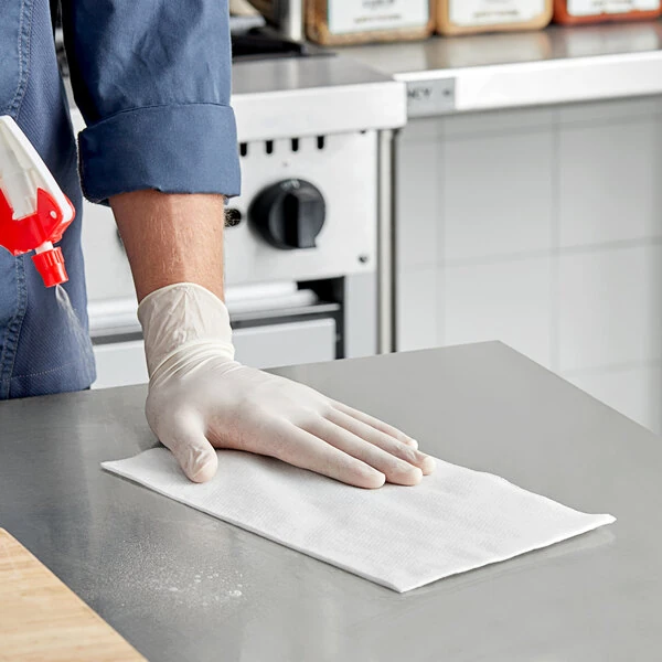 Tork 13" x 21" 2-in-1 Scouring and Cleaning White Food Service Towel - 120/Case