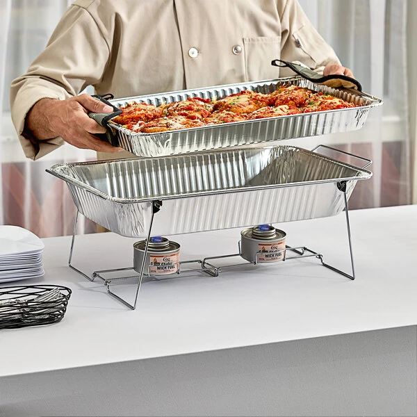 Choice Chrome Wire Folding Chafer Stand for Full Size Disposable Pans