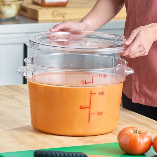 Choice 12 Qt. Clear Round Polycarbonate Food Storage Container with Lid