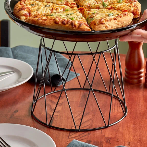 American Metalcraft DPS797 7" Black Drum Pizza Stand