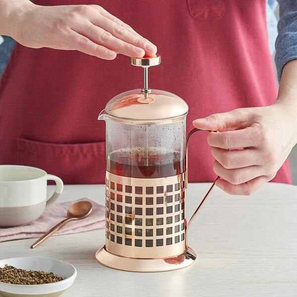 Acopa 20 oz. Glass / Copper French Coffee Press