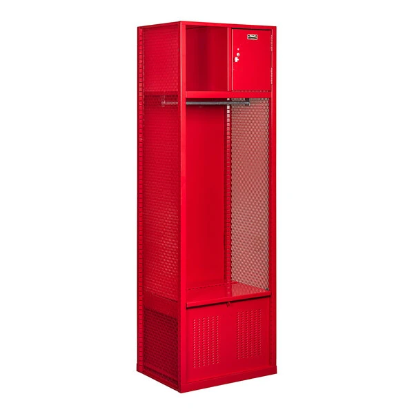 Hallowell 24" x 24" x 75" Open-Front Welded Steel Red Sports Locker with Security Box and Foot Locker WSBF442-1C-RR