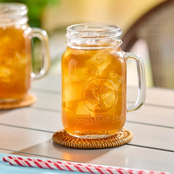 Libbey 97085 16 oz. Customizable County Fair Drinking Jar / Mason Jar with Handle - 12/Case