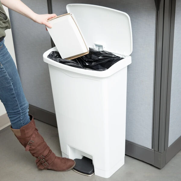 Rubbermaid® 1883557 Slim Jim Resin White Front Step-On Rectangular Trash Can - 52 Qt. / 13 Gallon