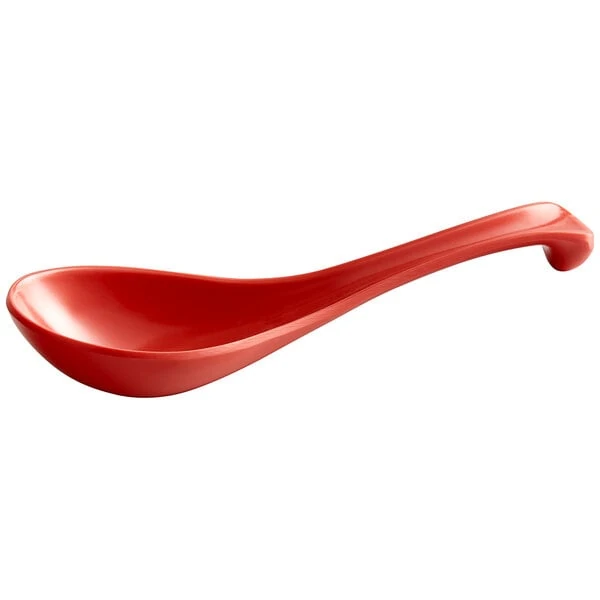 Thunder Group 7000R 1 oz. Orange Melamine Asian Soup Spoon / Appetizer Spoon - 12/Pack