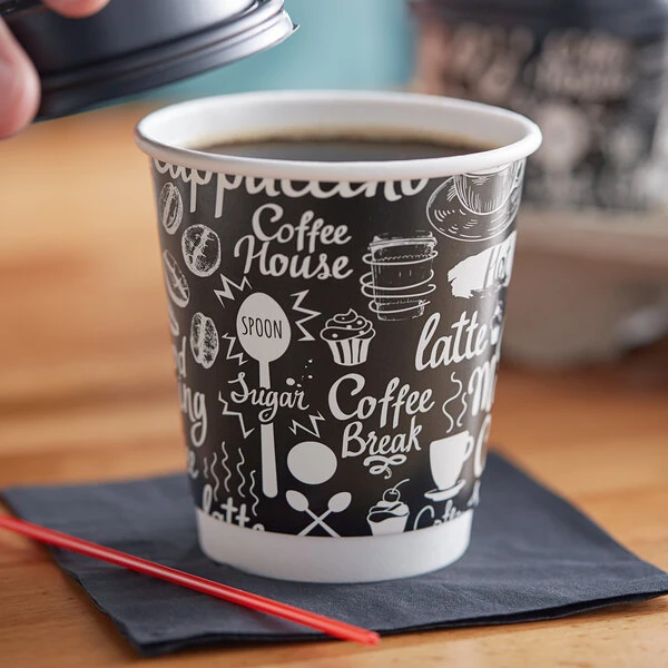 Choice 10 oz. Smooth Double Wall Coffee Break Print Paper Hot Cup - 500/Case