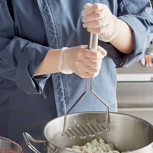 TableCraft 13 1/2" Stainless Steel Diamond-Faced Potato/Bean Masher 7412