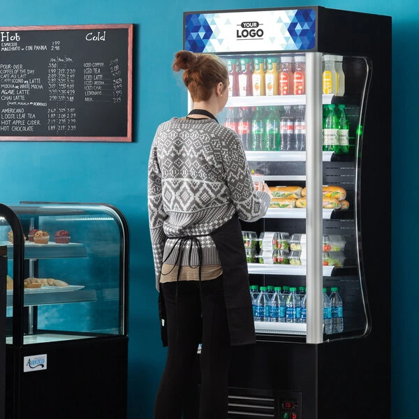 Avantco BVAC-28HC 28" Black Refrigerated Air Curtain Merchandiser with Customizable Panel