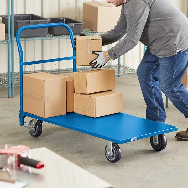 Lavex 24" x 48" Blue Steel Platform Truck - 2000 lb. Capacity