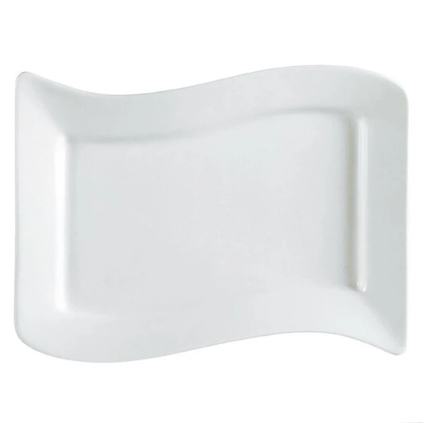 CAC SOH-14 Soho 13 1/2" x 8 7/8" Ivory (American White) Rectangular Stoneware Platter - 12/Case