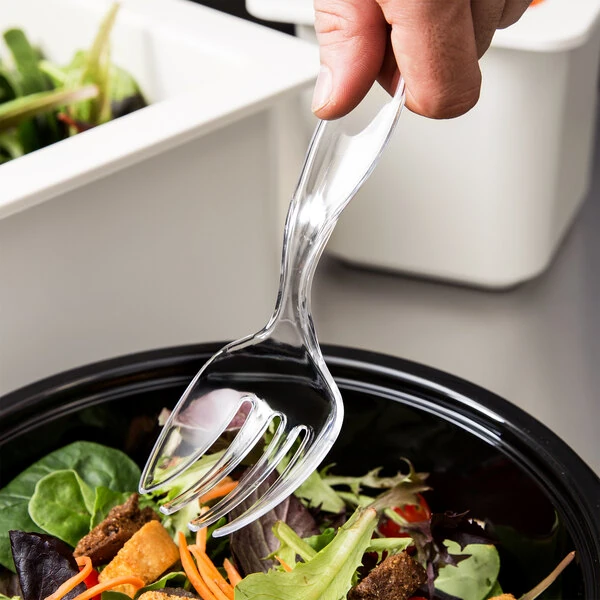 Fineline 3301-CL Platter Pleasers Clear Plastic 8 1/2" Serving Fork - 144/Case