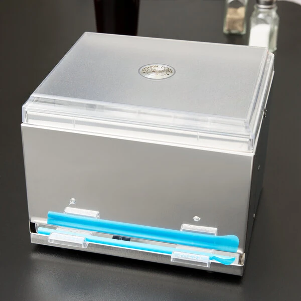 Vollrath 3802-28 Straw Boss Double Sided Bulk Unwrapped Straw Dispenser - Stainless Steel