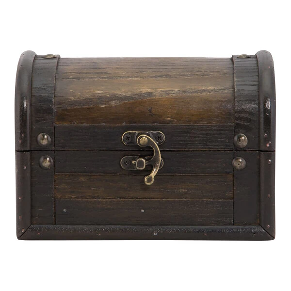 American Metalcraft Securit 6" x 4" x 4 1/4" Wooden Treasure Box Bill Presenter MCBPBOXAN