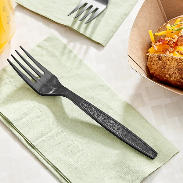 Choice Black Extra Heavy Weight Polystyrene Plastic Fork - 100/Pack