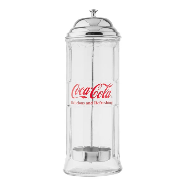 TableCraft Coca-Cola® Glass Countertop Straw Dispenser CC322
