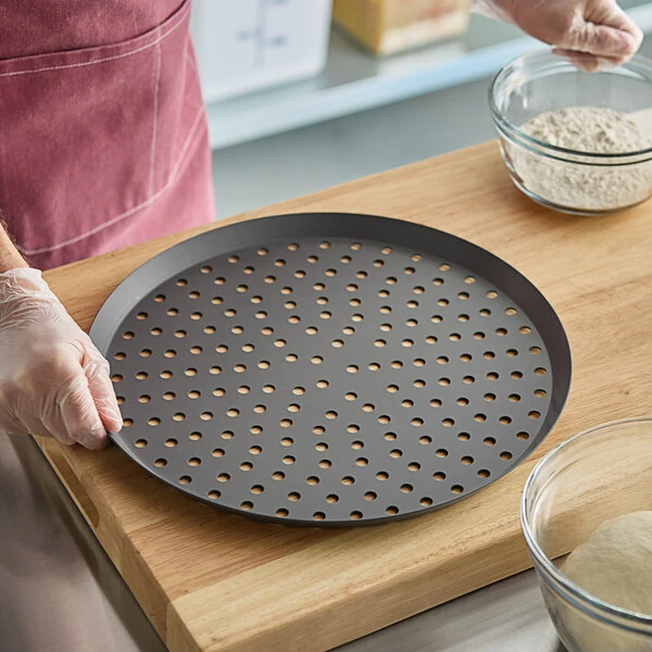 American Metalcraft CAR15PHC 15" Hard Coat Anodized Aluminum Perforated Cutter Pizza Pan