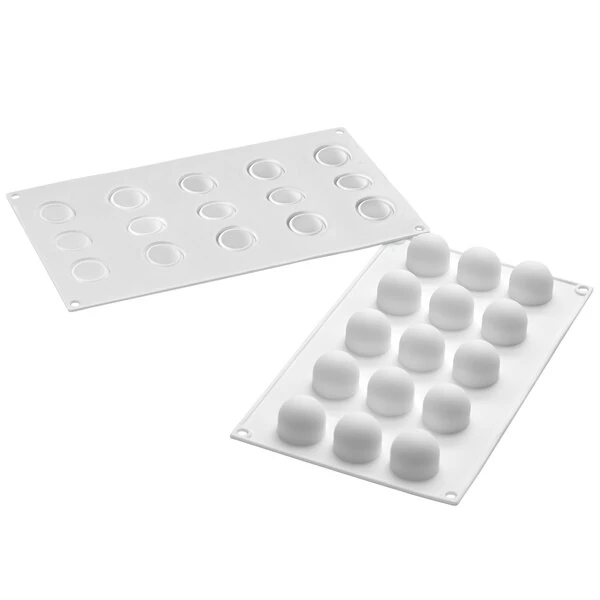 Silikomart TRUFFLES 20 15 Compartment Micro Silicone Baking Mold with Border - 1 1/4 inch x 1 1/4 inch x 1 1/8 inch Cavities