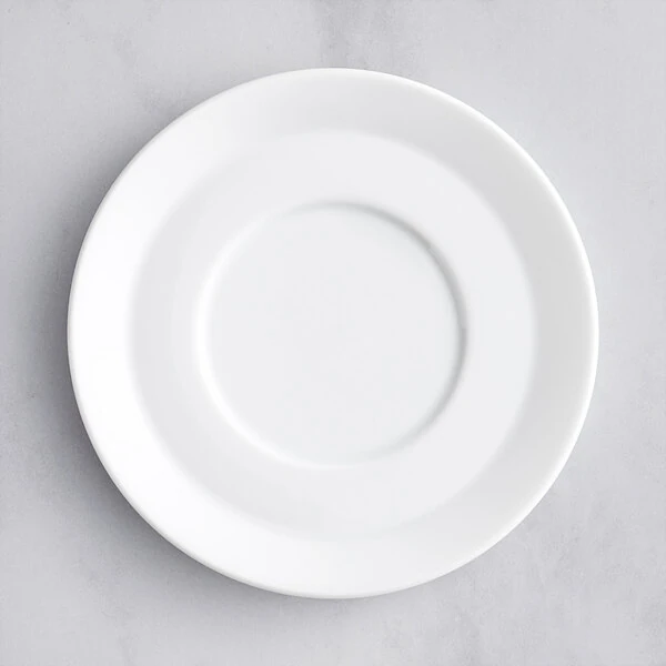 Luzerne Scandi by Oneida 1880 Hospitality SD1282013 5" Bright White Porcelain Espresso Saucer - 48/Case
