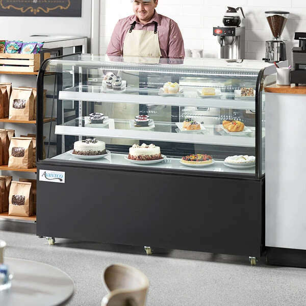 Avantco BC-60-HC 60" Curved Glass Black Refrigerated Bakery Display Case