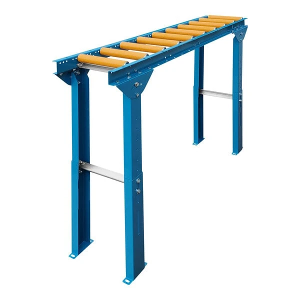 Lavex 12" x 5' Gravity Conveyor with Legs, 1 1/2" Polyurethane-Coated Rollers, and 4 1/2" Centers