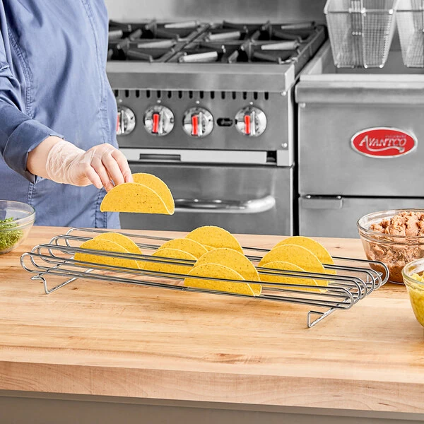 TableCraft 4040 French Fry Holder / Taco Rail - Holds (12) 6" Taco Shells