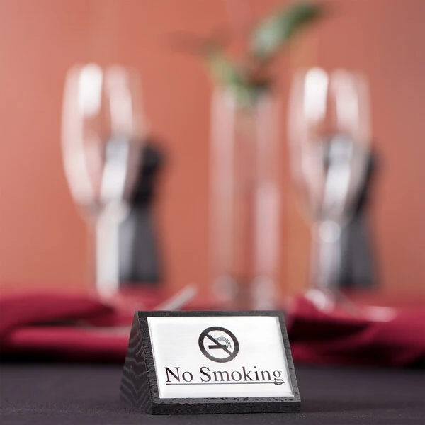 American Metalcraft SIGNS7 Black Wood "No Smoking" Sign - Double-Sided