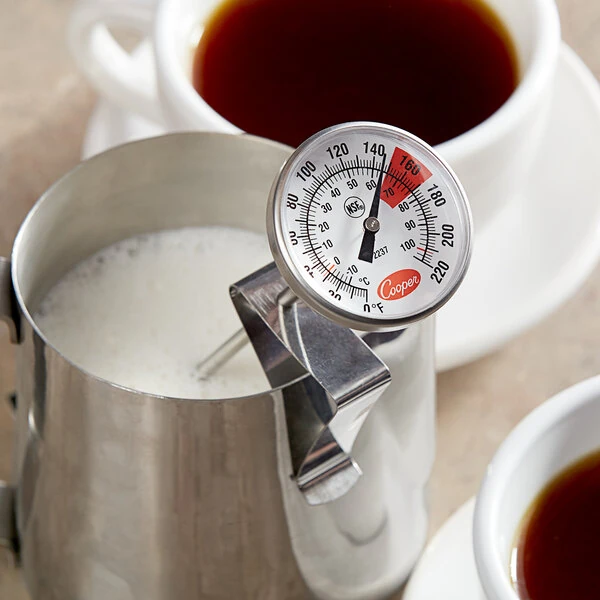 Cooper-Atkins 2237-04-8 7" Hot Beverage and Frothing Thermometer, 0-220 Degrees Fahrenheit