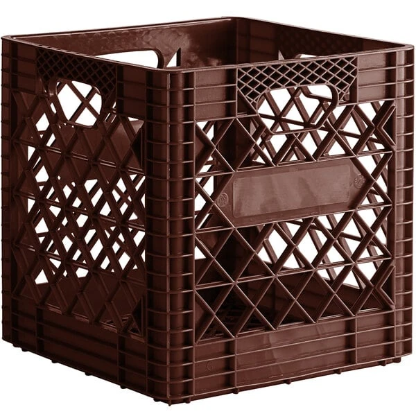 Brown 16 Qt. Super Square Milk Crate - 14 3/4" x 14 3/4" x 14 7/8"