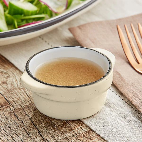 Acopa Embers 2.5 oz. Cream White Matte Stoneware Sauce Cup - 36/Case