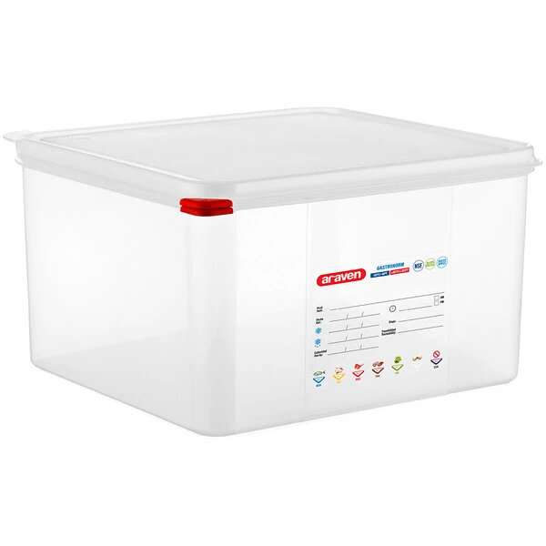Araven 2/3 Size 8" Deep Translucent Polypropylene Food Pan with Airtight Lid 00471